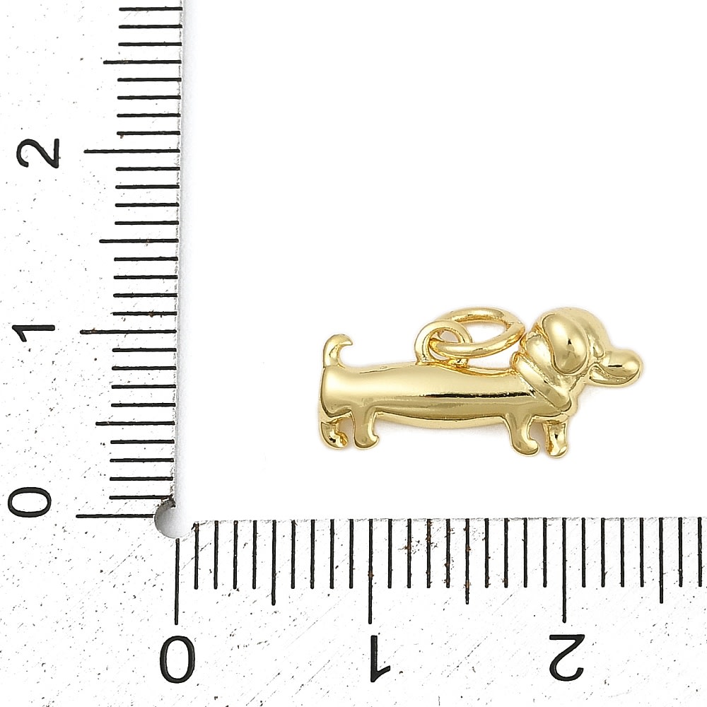 Dije colgante perro salchicha 17 mm baño oro / unidad3