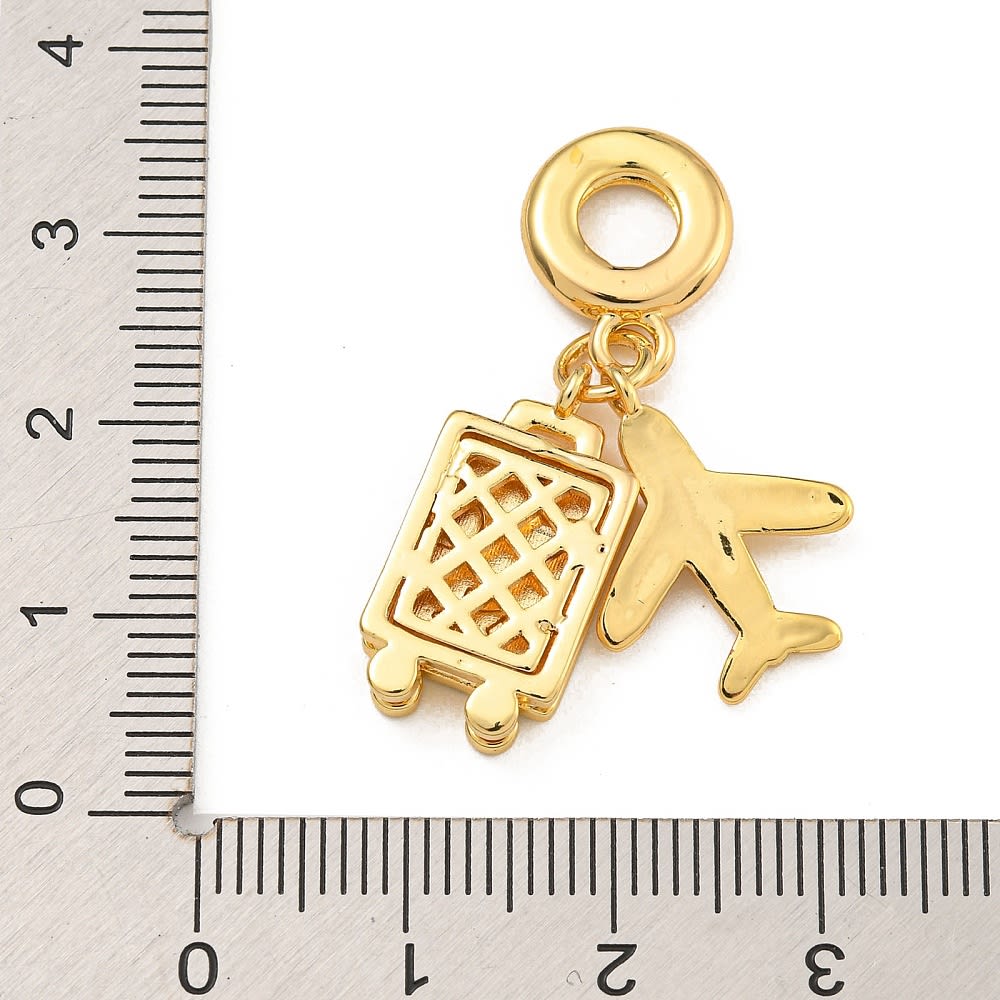Colgante europeo charm maleta viaje avión trip baño oro / unidad3