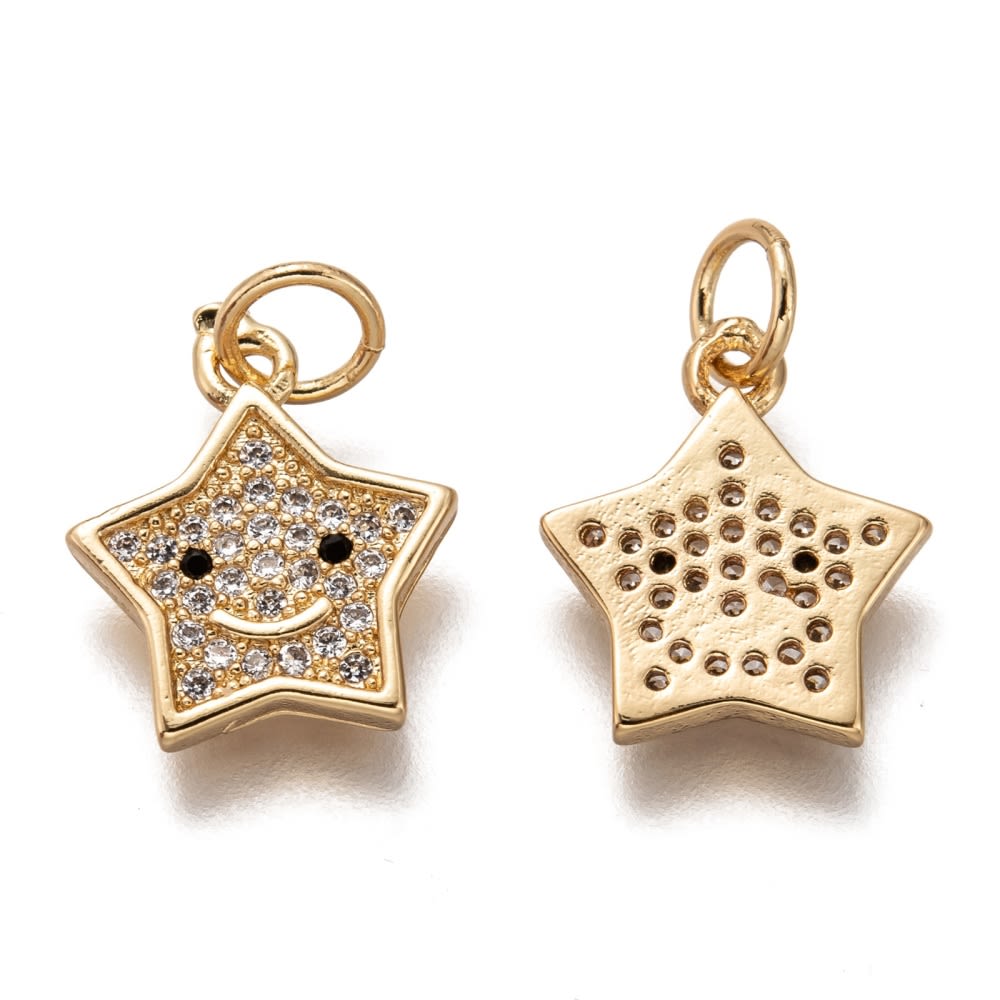 Dije colgante estrella feliz star zircón baño de oro / unidad6
