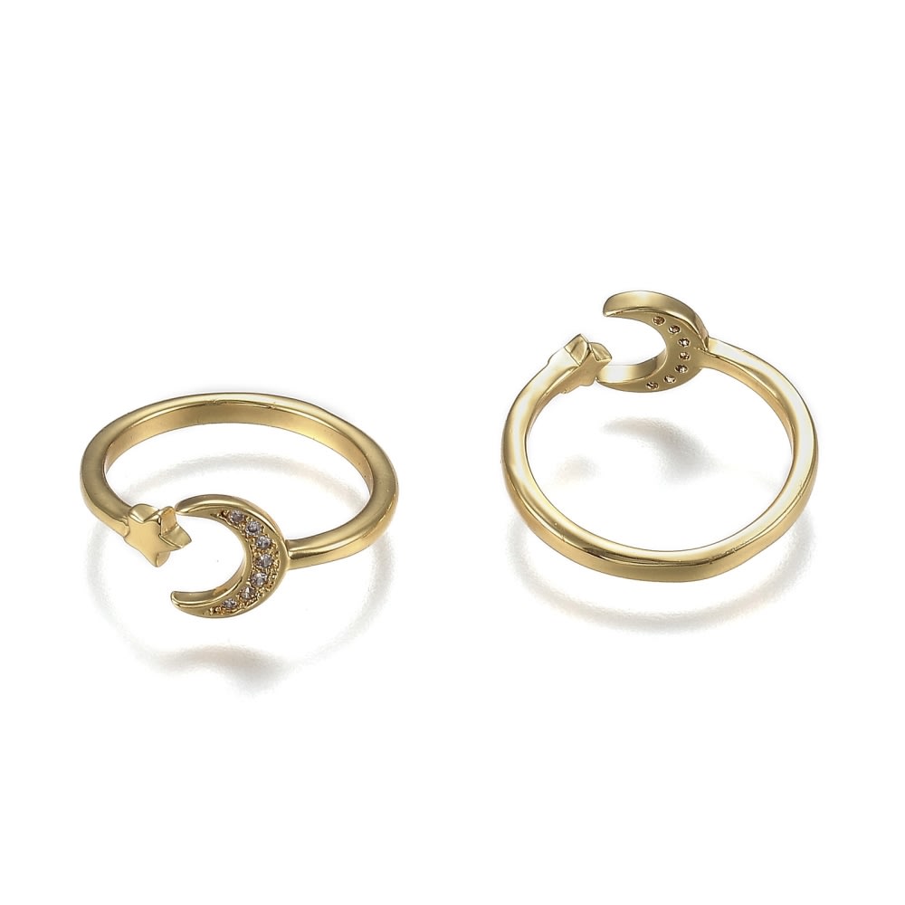 Anillo ajustable luna estrella baño de oro / unidad3