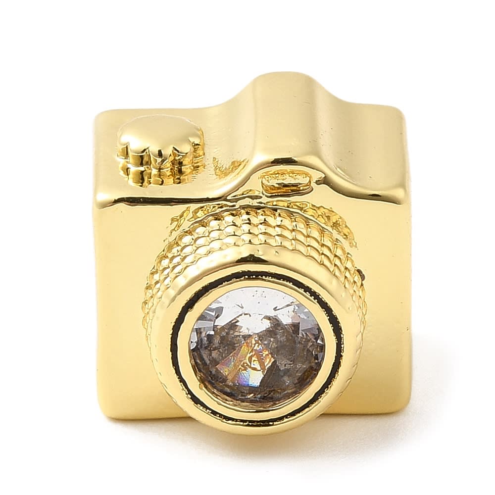 Pasador europeo charm camara dije baño de oro / unidad1