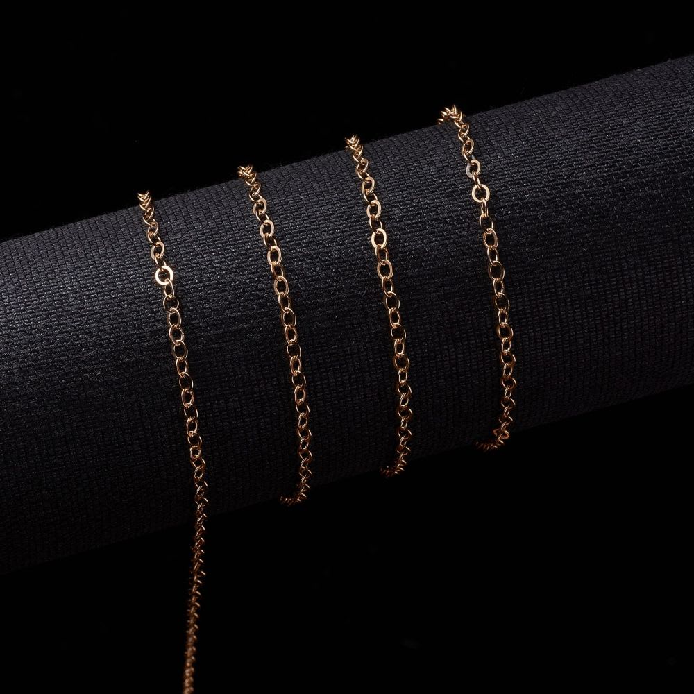 Cadena eslabón redondo soldado 3.5 x 3 mm baño de oro / metro3