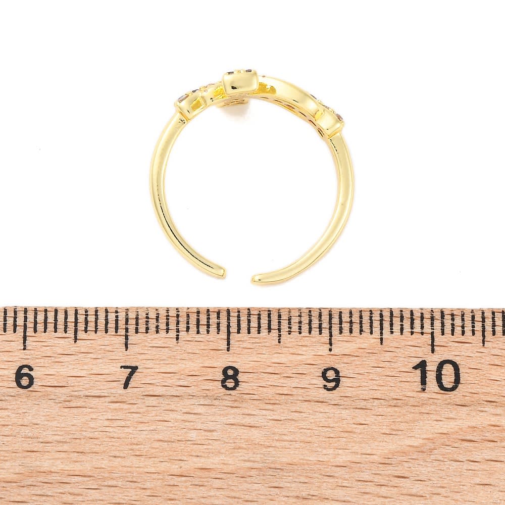 Anillo ajustable cruz infinito zircón baño oro / unidad2