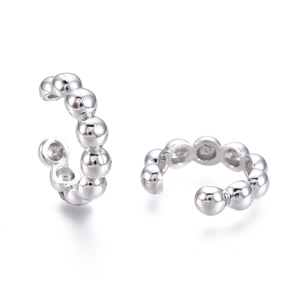 Ear cuff aros solitarios liso balines plateado / unidad2
