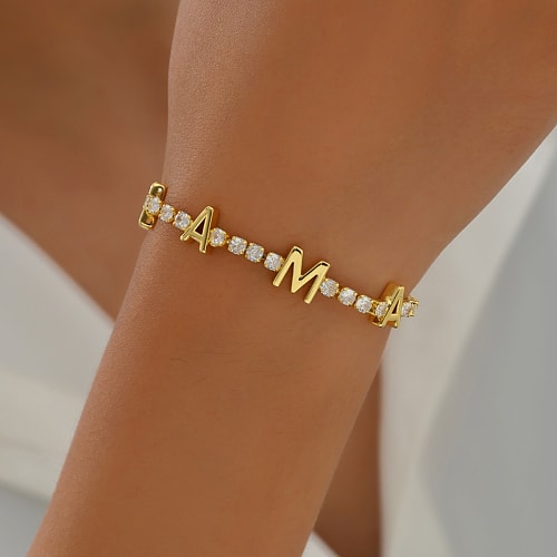 Pulsera con circones elegante regalo mamá baño de oro / unidad2