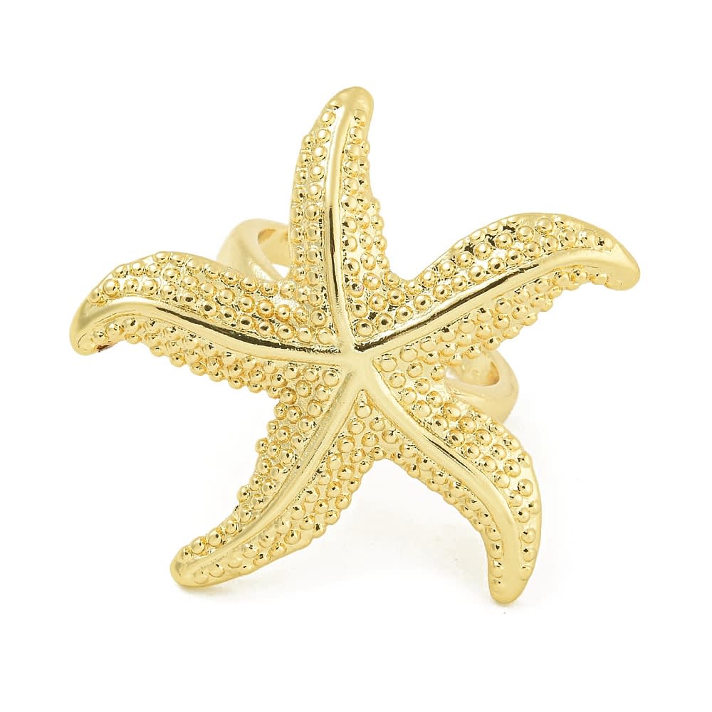 Anillo ajustable estrella de mar baño de oro / unidad2