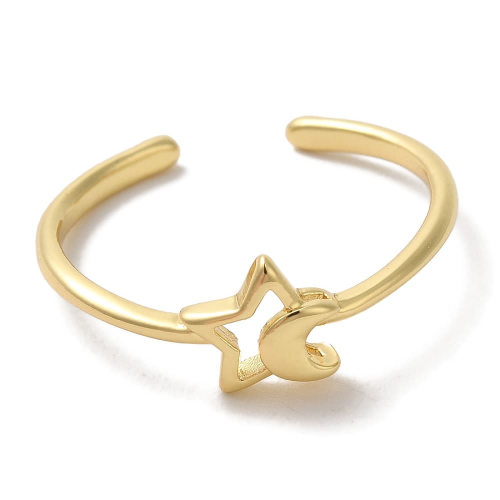 Anillo ajustable estrella con luna baño de oro / unidad2