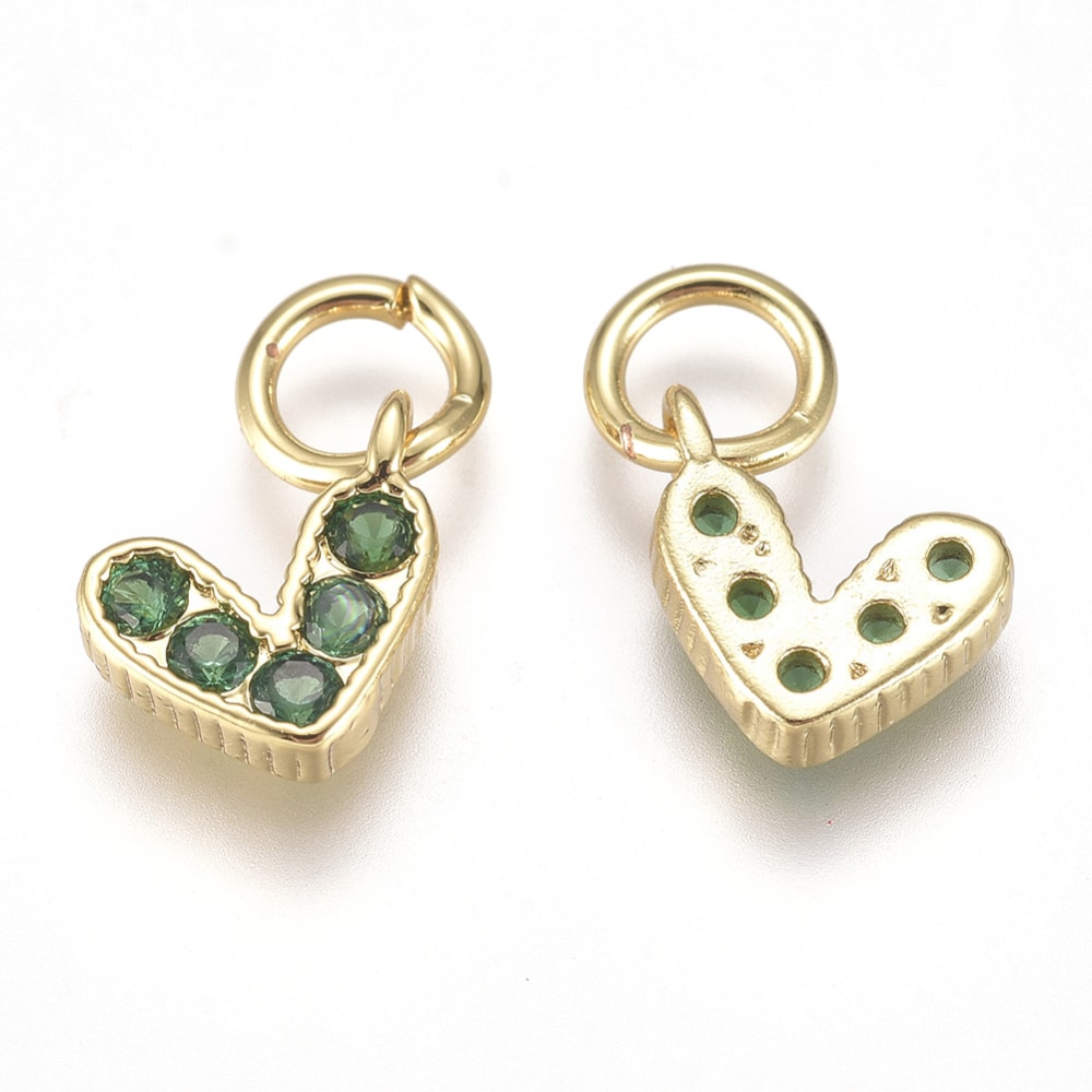 Dije colgante corazón zircón color baño de oro / unidad3