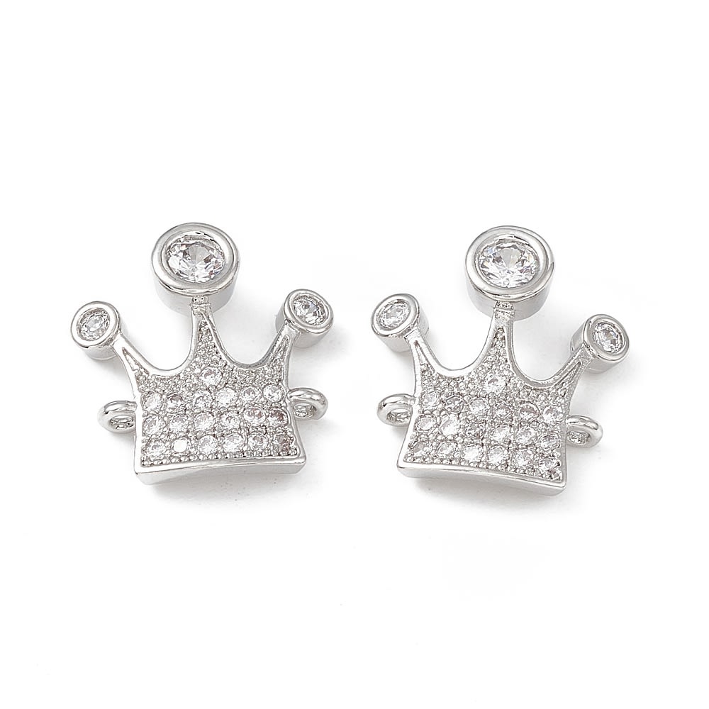 Dije conector zircón corazón corona baño de oro / unidad3