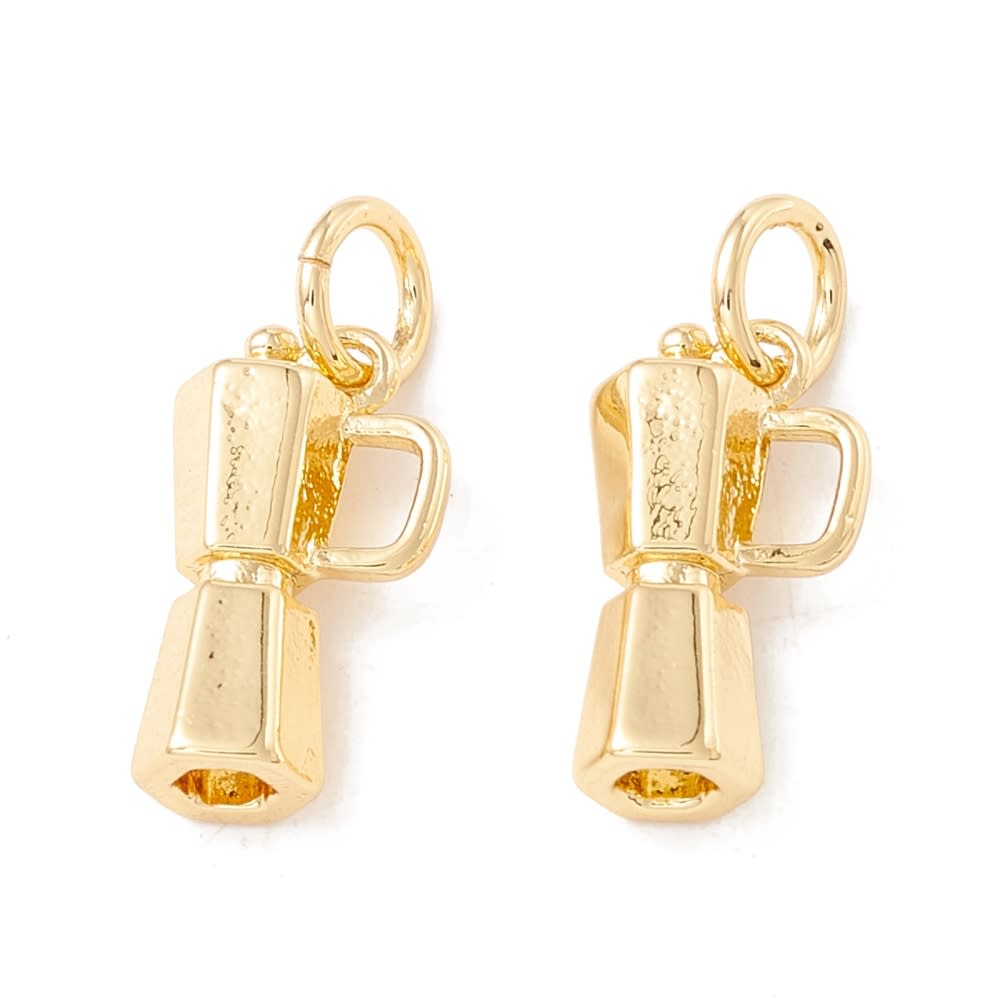 Dije colgante cafetera 13 mm baño de oro platino / unidad3