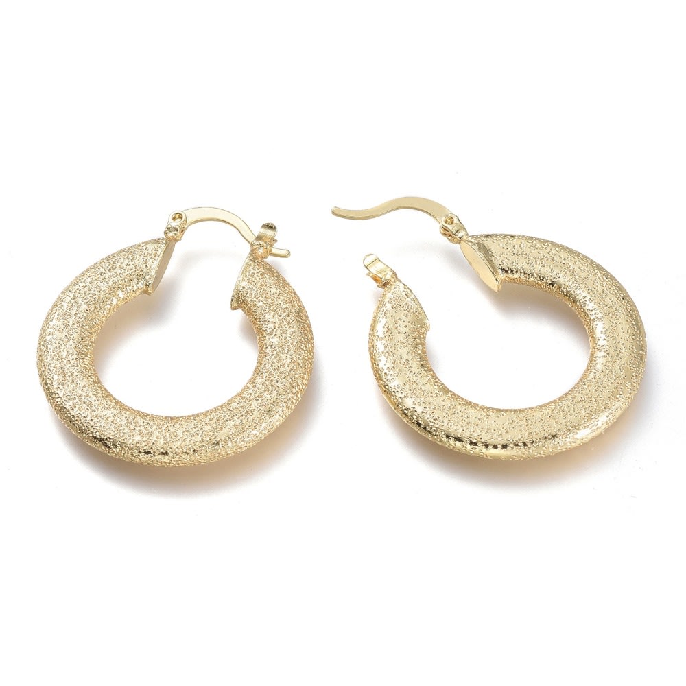 Aros argollas aretes con textura y forma de anillo plano / par1