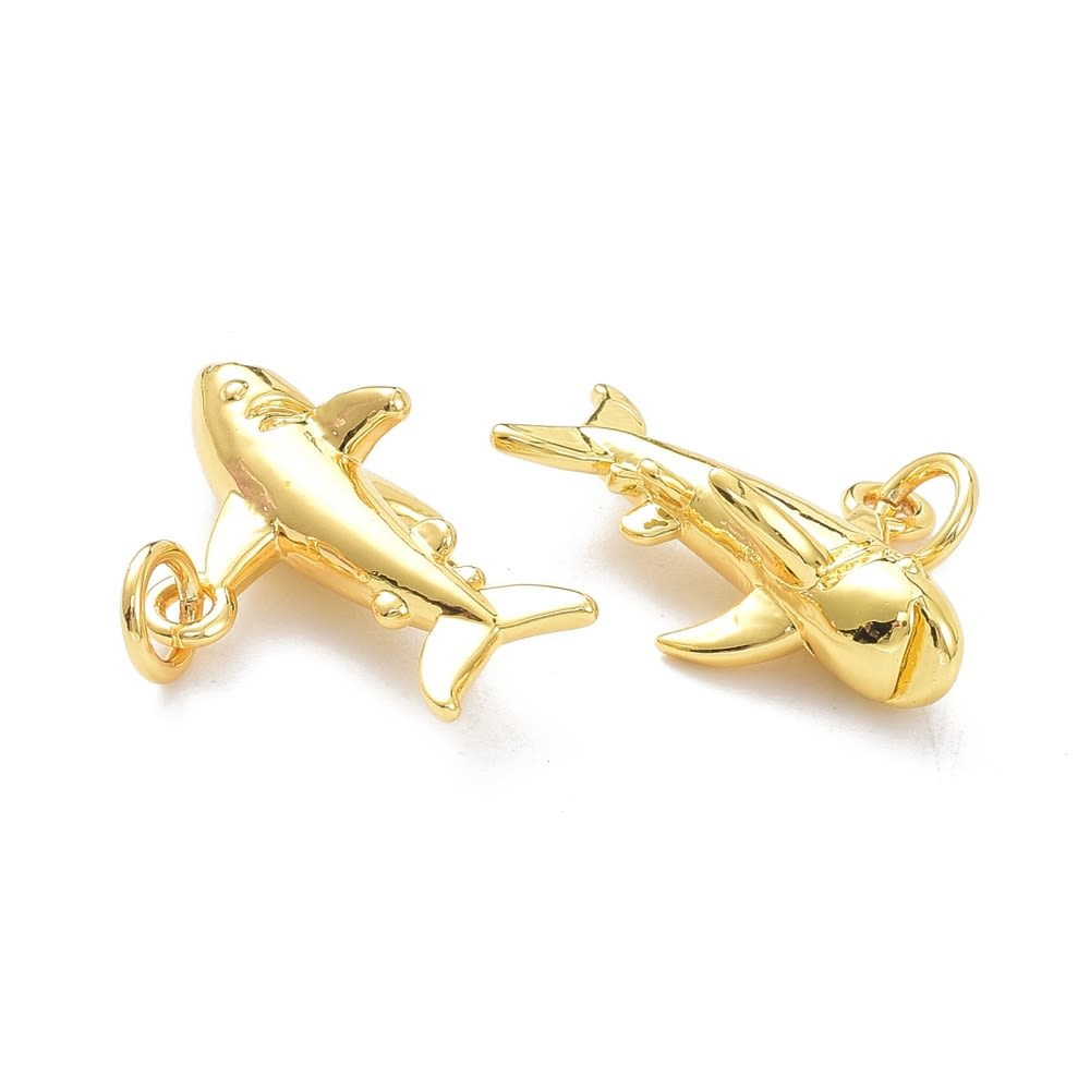 Dije colgante tiburón mar 13 mm baño de oro / unidad3