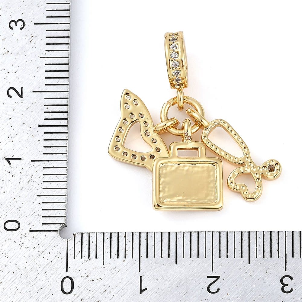 Colgante europeo charm estetoscopio medicina zircón / unidad3