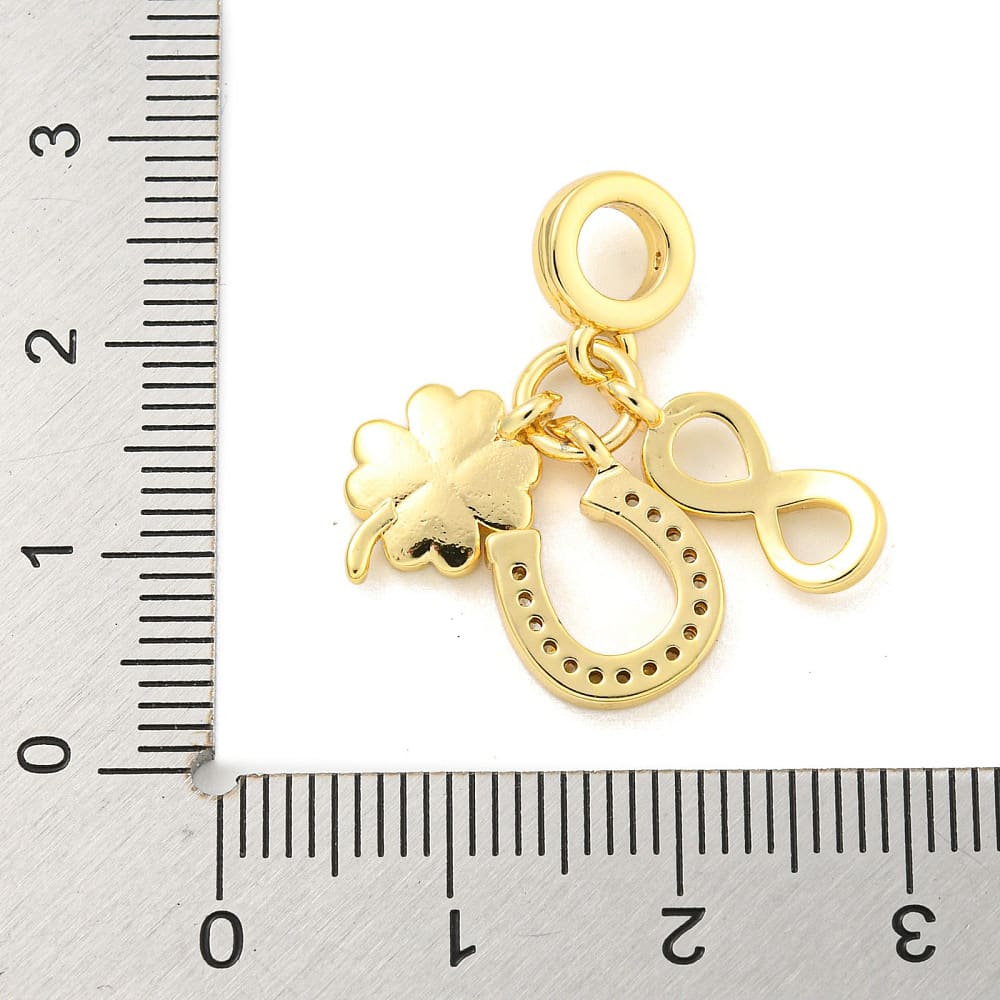 Colgante europeo charm infinito herradura trébol baño oro / unidad2