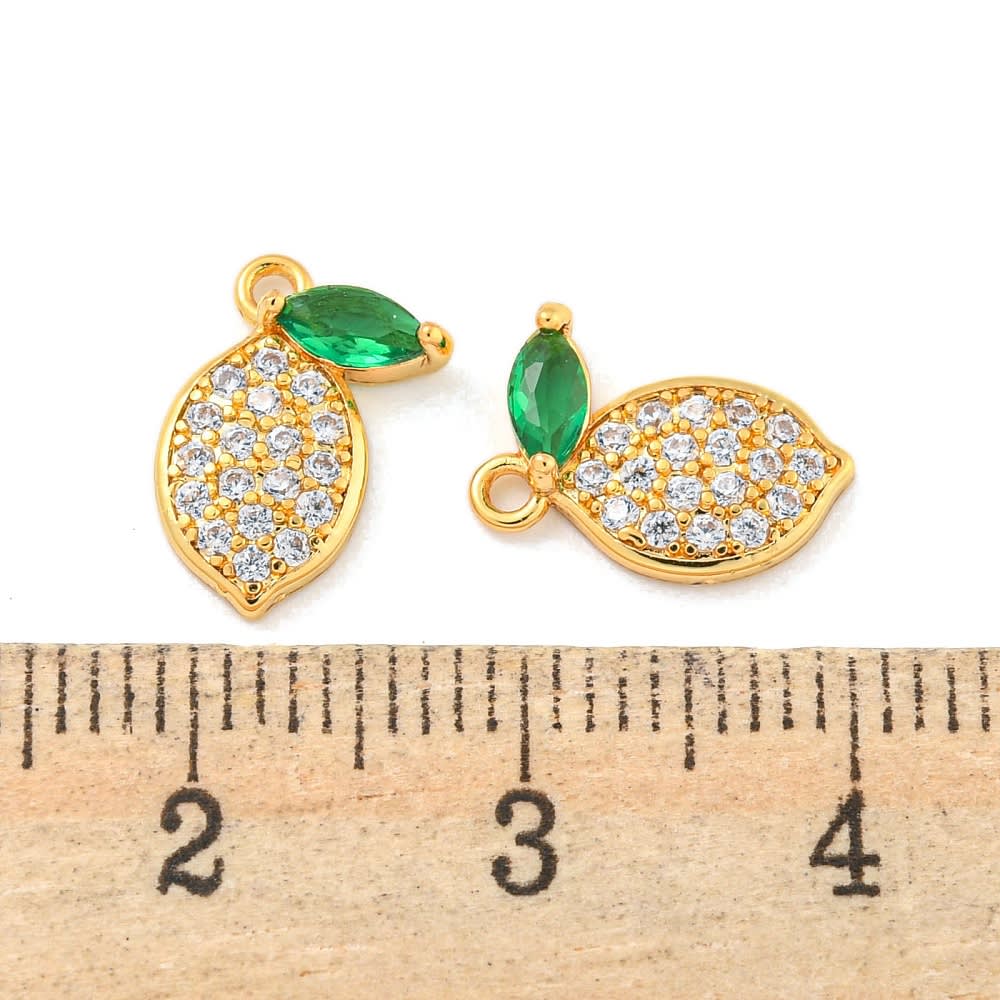Dije colgante limón 12 mm zircón baño de oro / unidad3