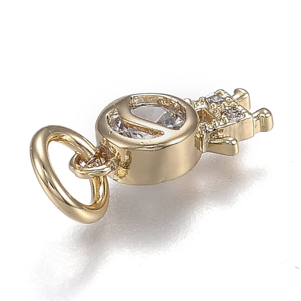 Dije colgante niña niño zircón 12 mm baño de oro / unidad6