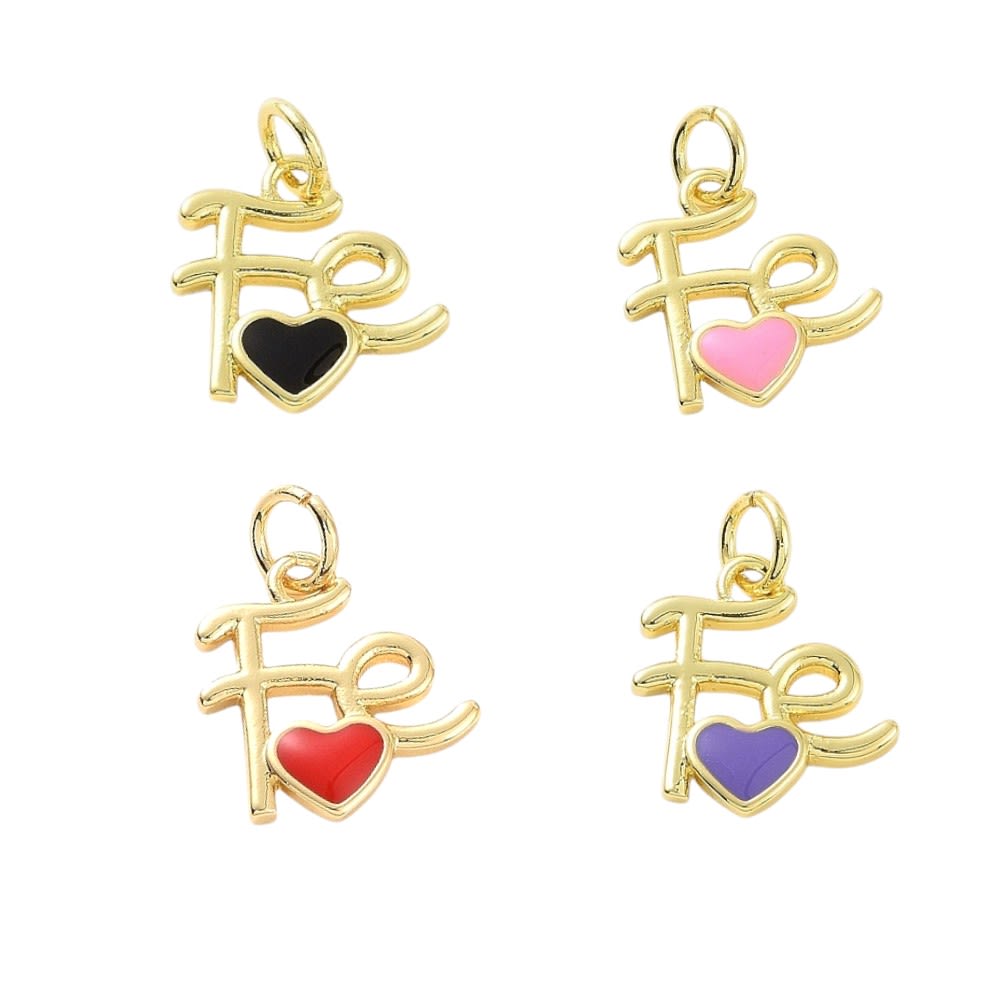 Dije colgante fe religioso corazón esmaltado baño de oro / unidad1