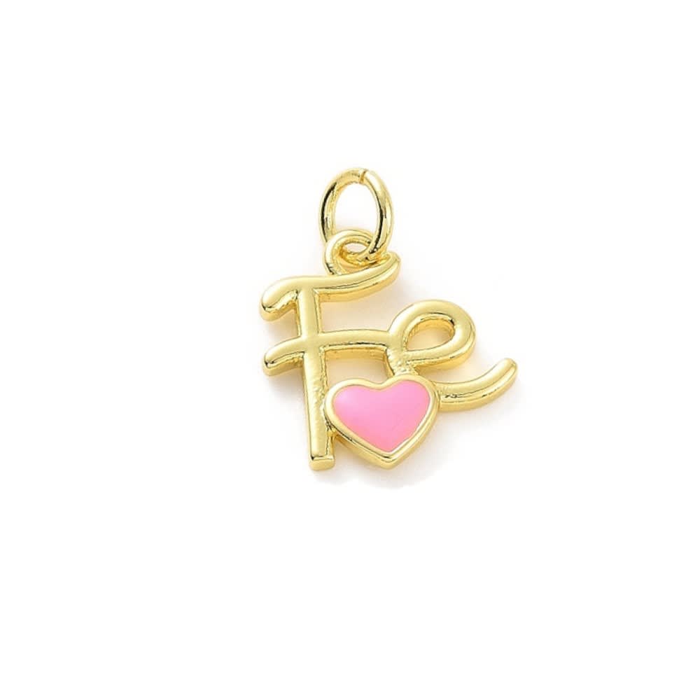 Dije colgante fe religioso corazón esmaltado baño de oro / unidad3