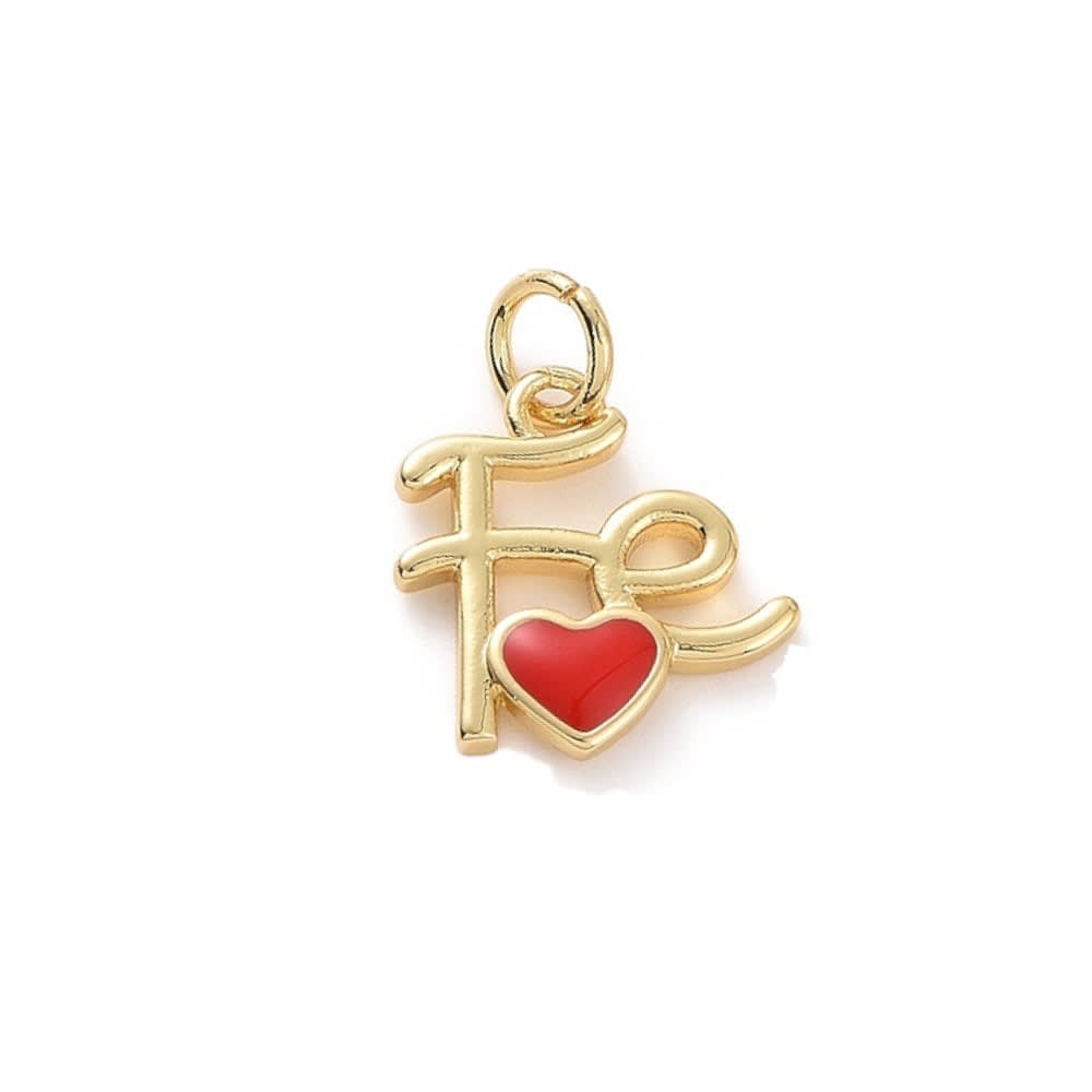 Dije colgante fe religioso corazón esmaltado baño de oro / unidad5