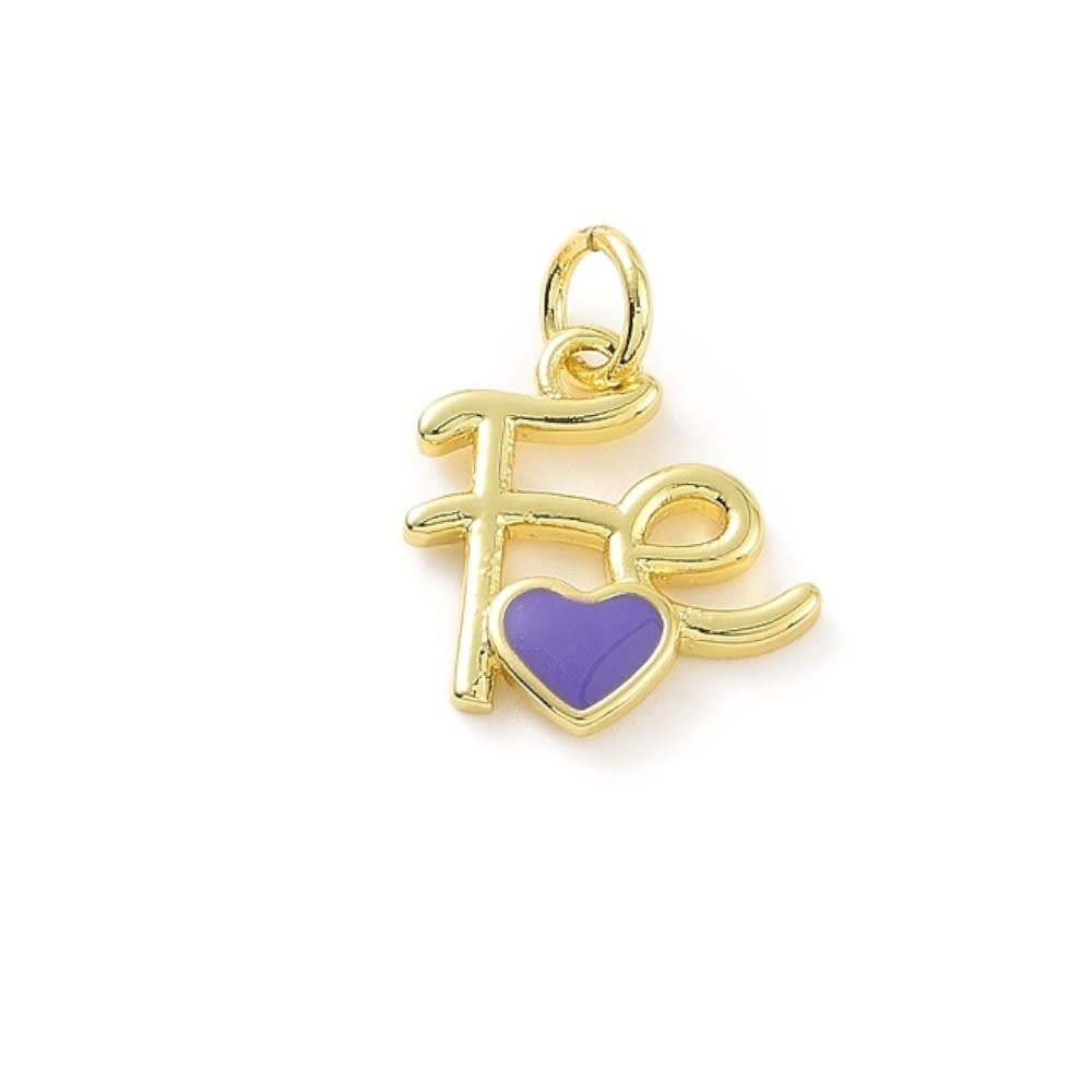 Dije colgante fe religioso corazón esmaltado baño de oro / unidad4