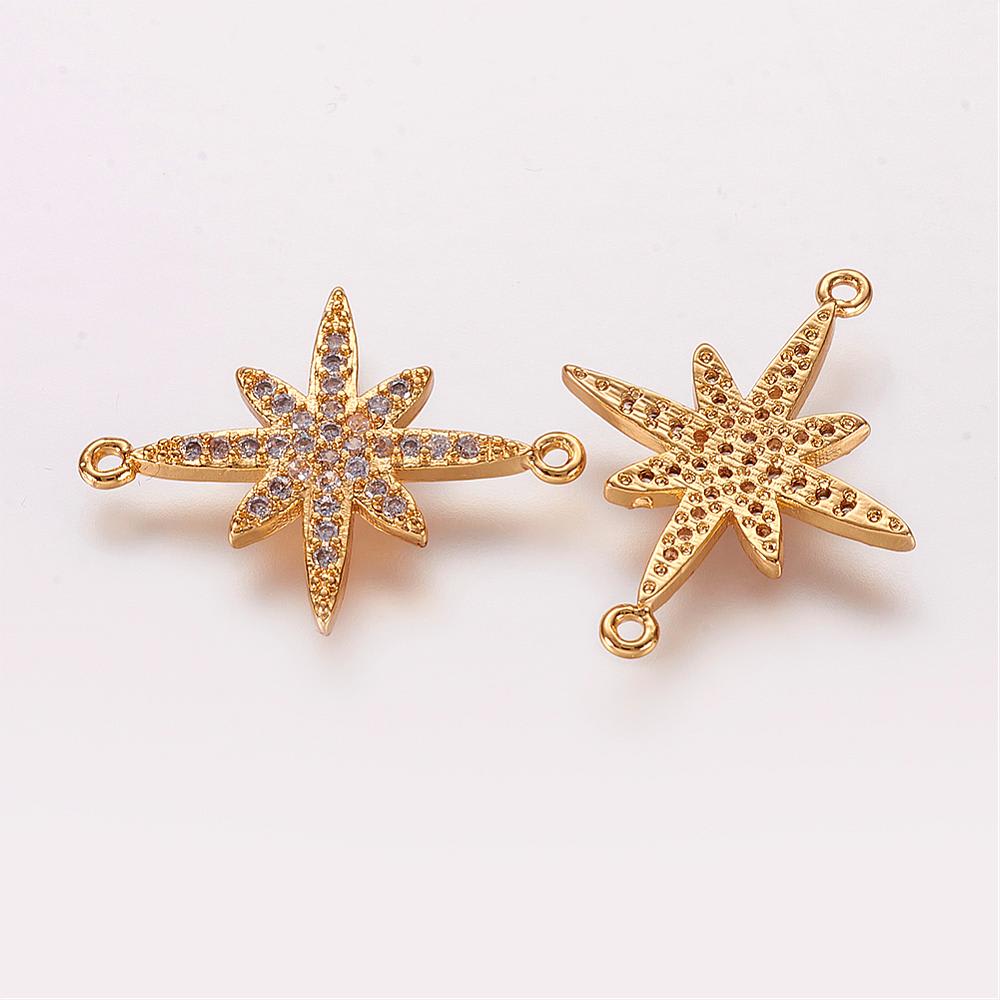 Dije  conector estrella fugaz dorado plateado zircón / unidad1