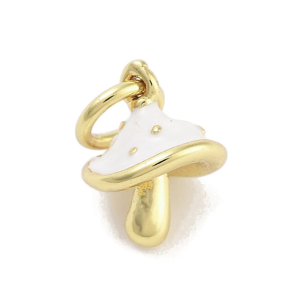 Dije colgante hongo suerte 9 mm esmaltado baño de oro / unidad1