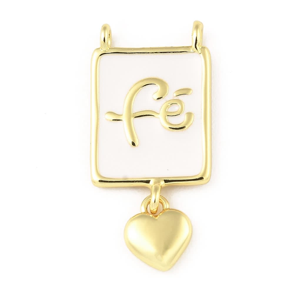 Dije conector esmaltado escapulario fe corazón baño oro / unidad2