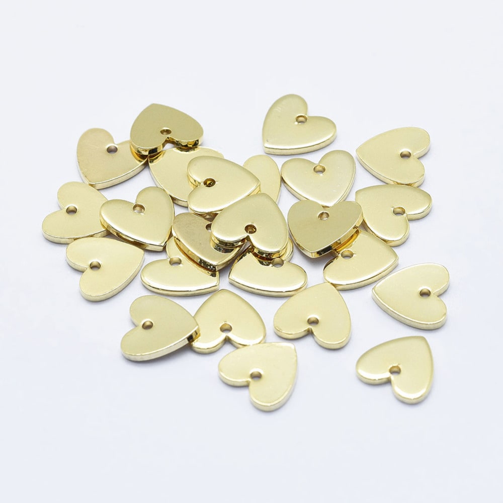 Dije colgante corazón heart 8 mm baño de oro / unidad1