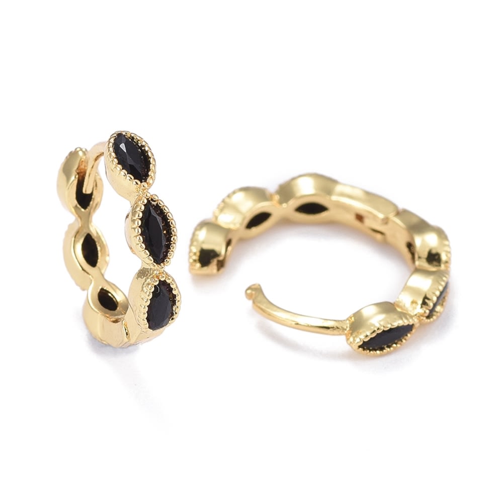 Aros argollas aretes huggies zircón ojo de caballo / par4