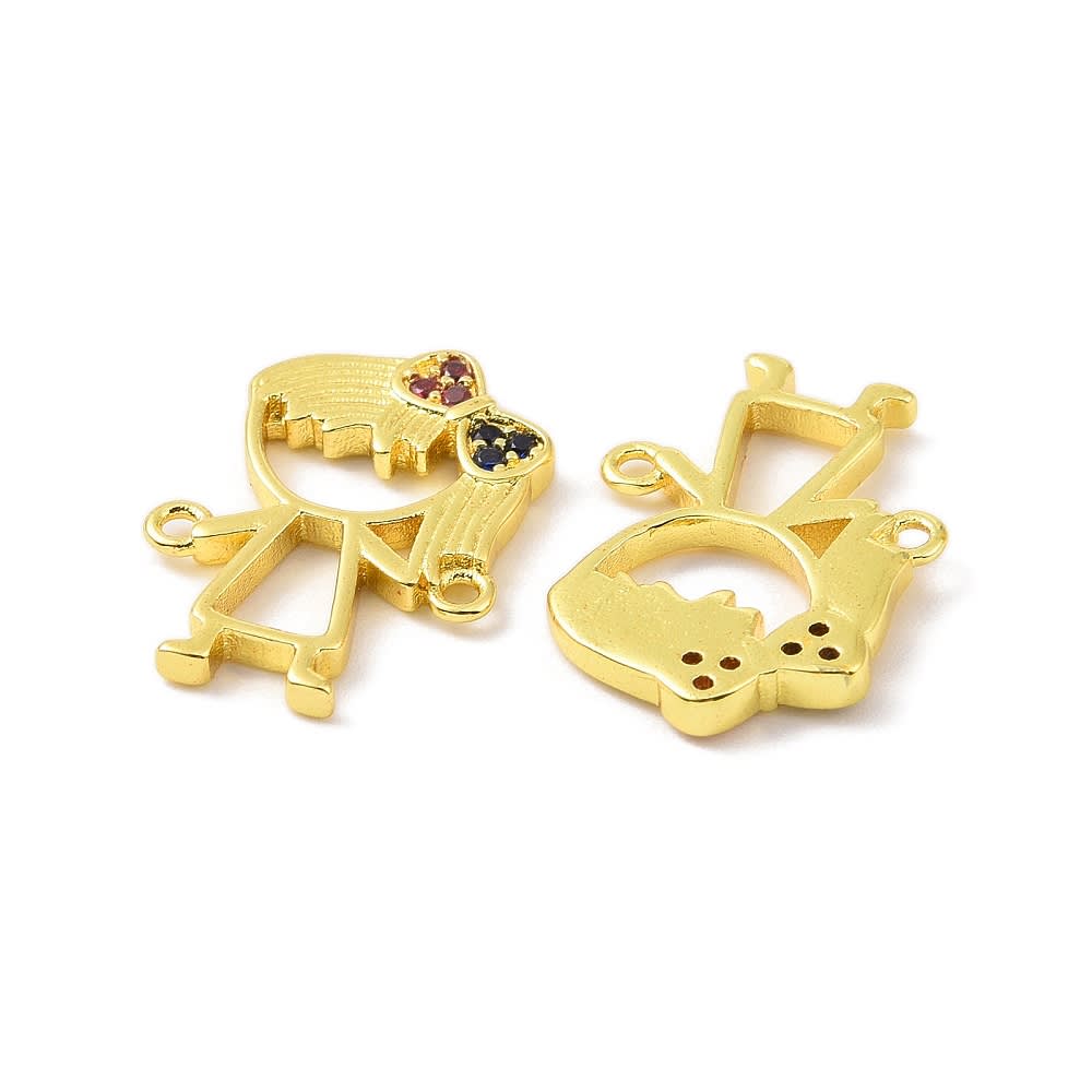 Dije conector niña niño zircón 16 mm baño de oro / unidad5