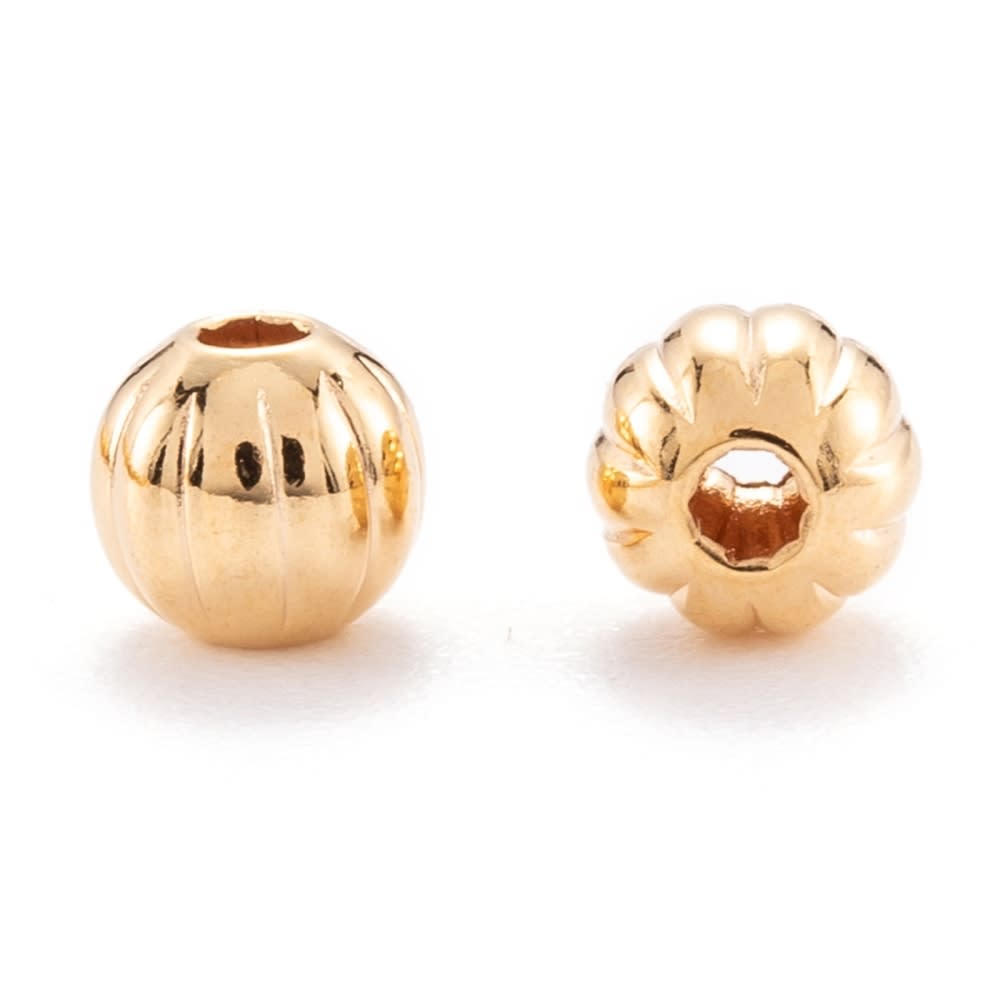 Balines 4 mm corrugado Baño de oro / gramo2