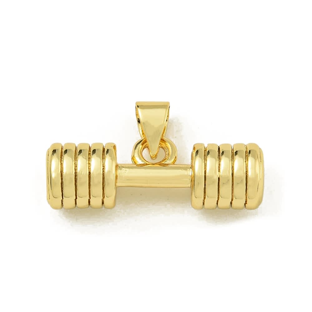 Dije colgante gym pesa mancuerna 22.5 mm baño de oro / unidad1