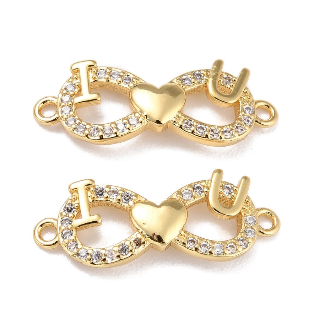 Dije conector zircón baño de oro / unidad7