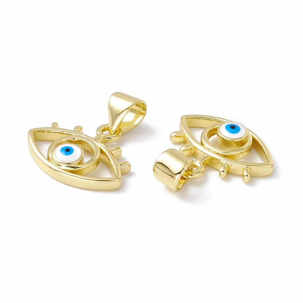 Dije colgante esmaltado ojo turco 15 mm baño oro / unidad2