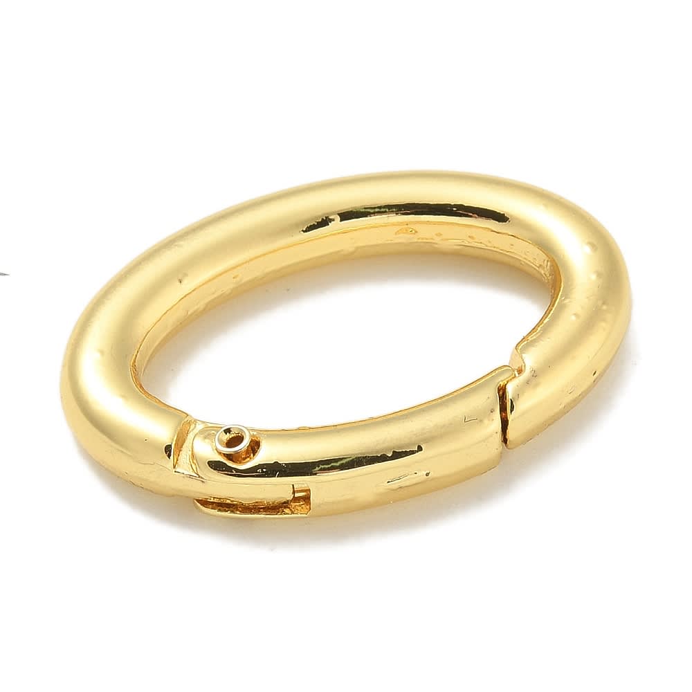 Anillo aro cerrado con cierre resorte 29.5x19.5 mm baño oro / unidad2