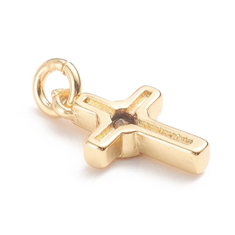 Dije colgante cruz punto de luz zircón baño de oro / unidad3