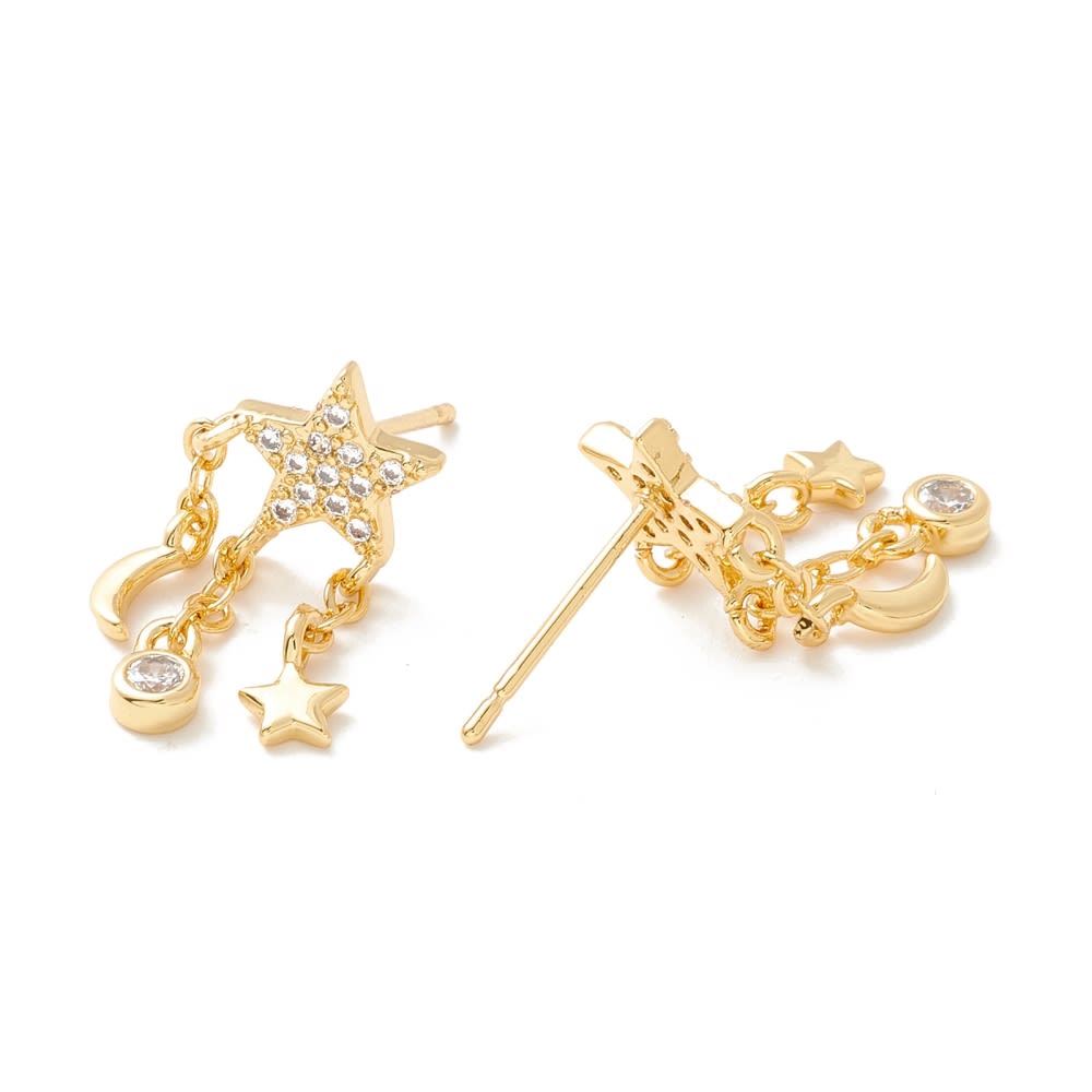 Aros topos topitos zarcillos estrellas colgantes baño de oro / par2