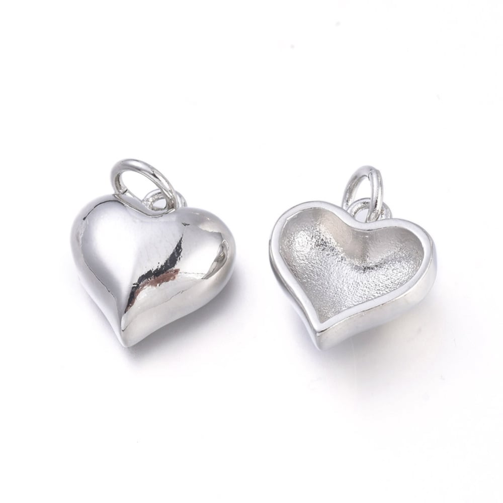Dije colgante corazón 12 mm dorado plateado / unidad2