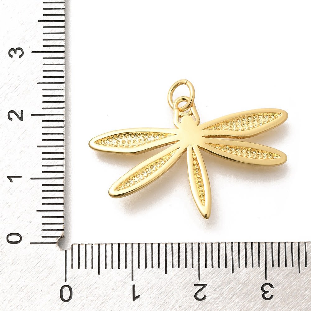 Dije colgante libélula 20 mm baño de oro / unidad3