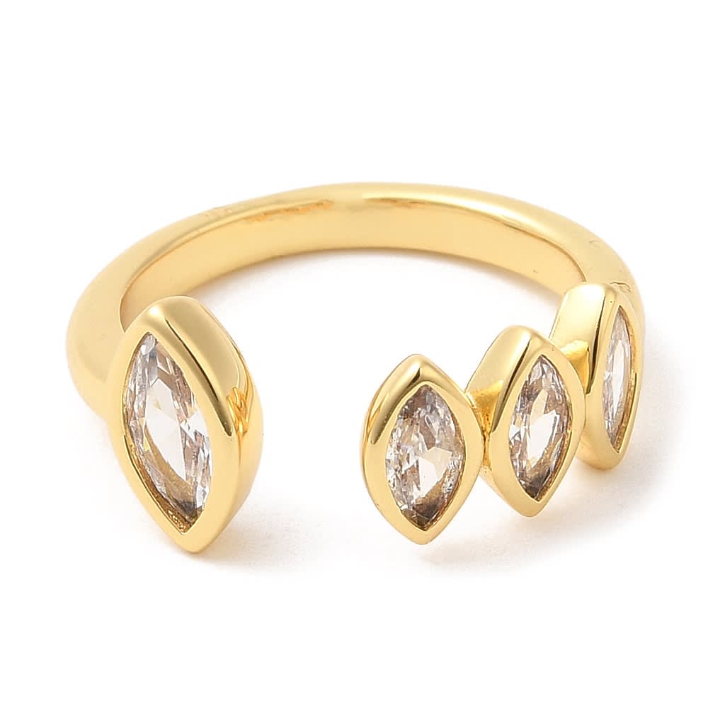 Anillo ajustable ojo de caballo baño de oro / unidad2