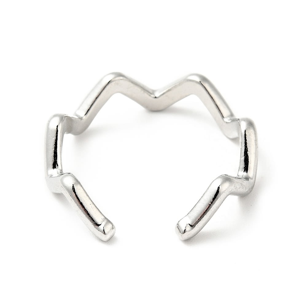 Anillo ajustable minimalista zig zag acero dorado plateado / unidad5
