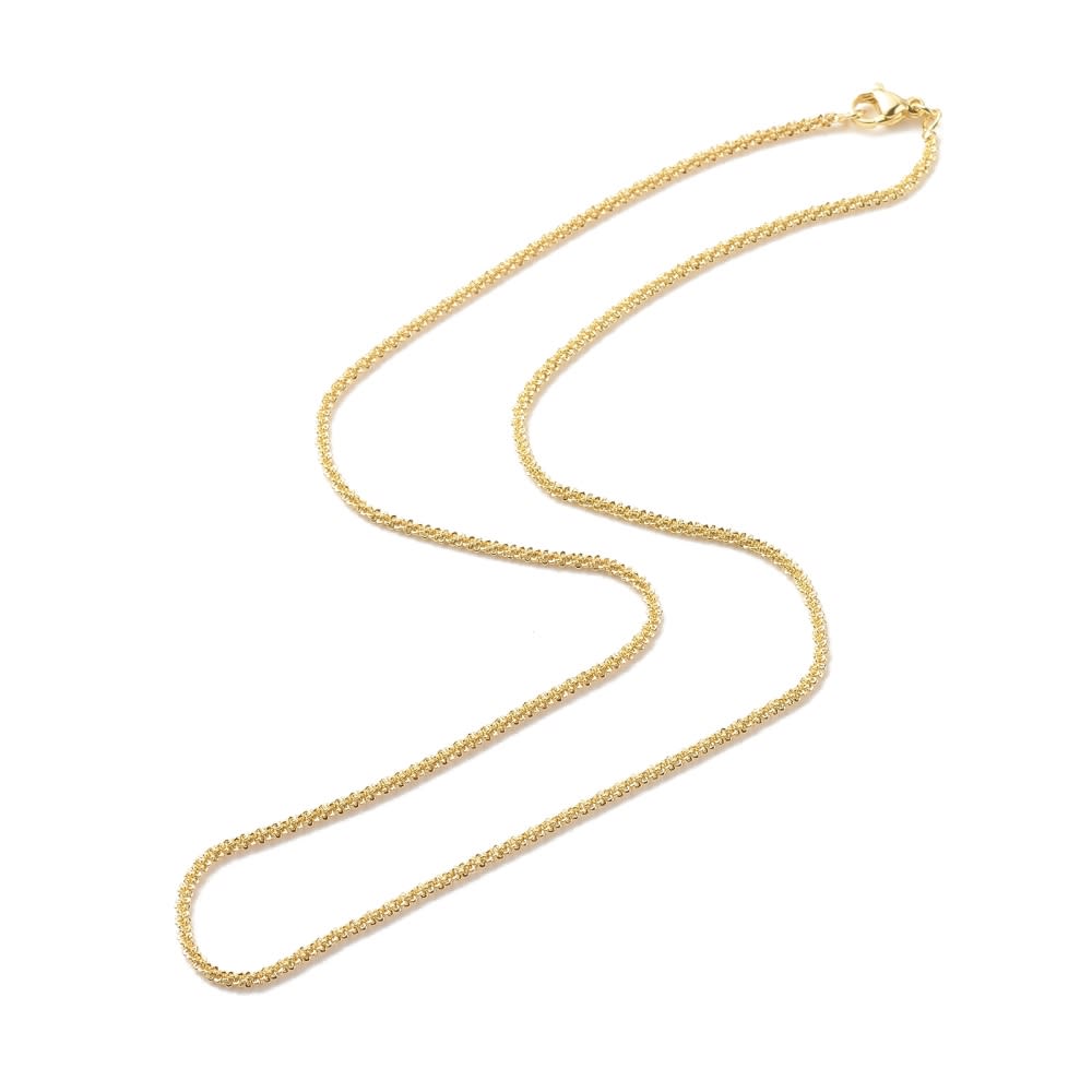 Cadena armada tejido flor 2 mm baño oro / unidad2