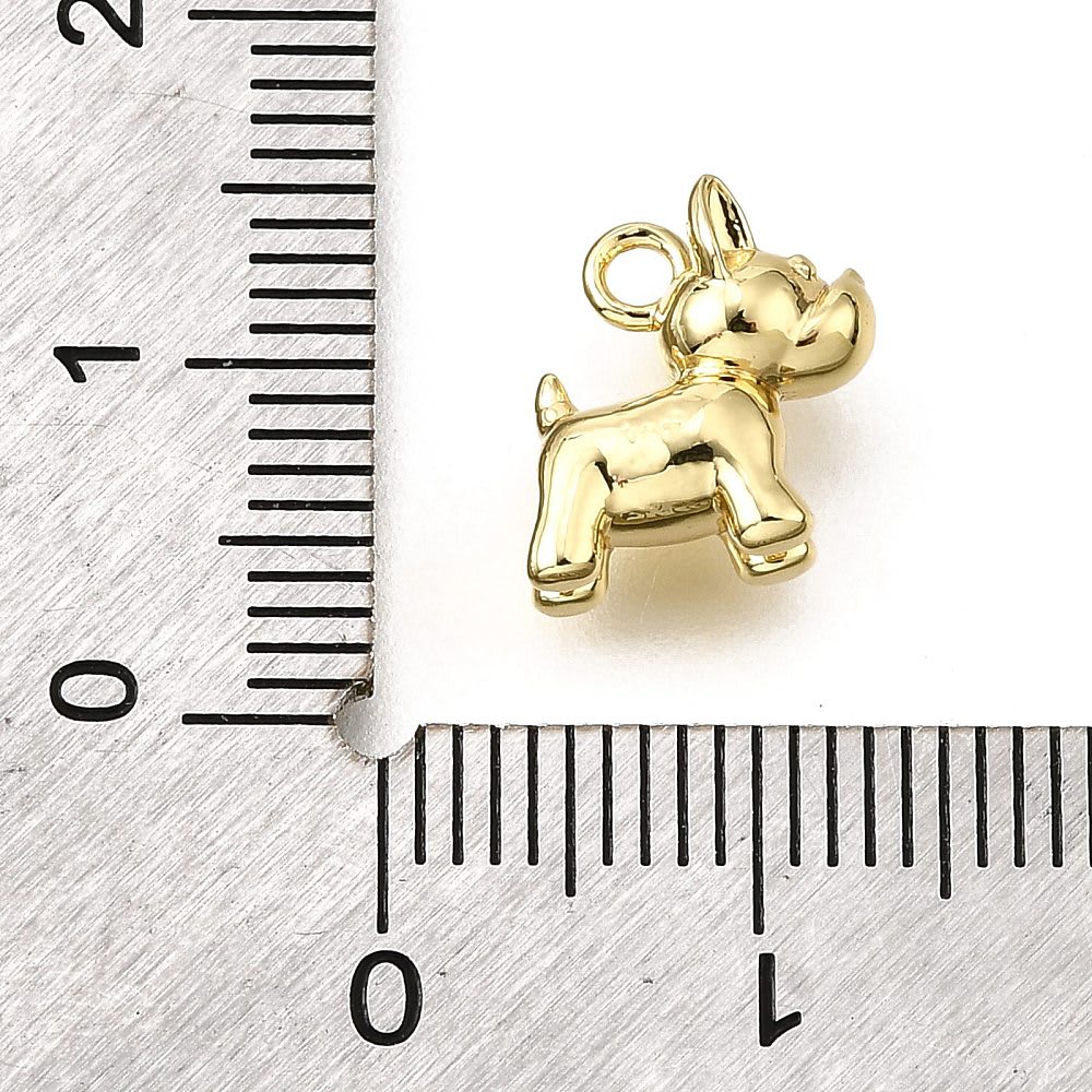 Dije colgante perro bulldog francés 10.5 mm baño oro / unidad3
