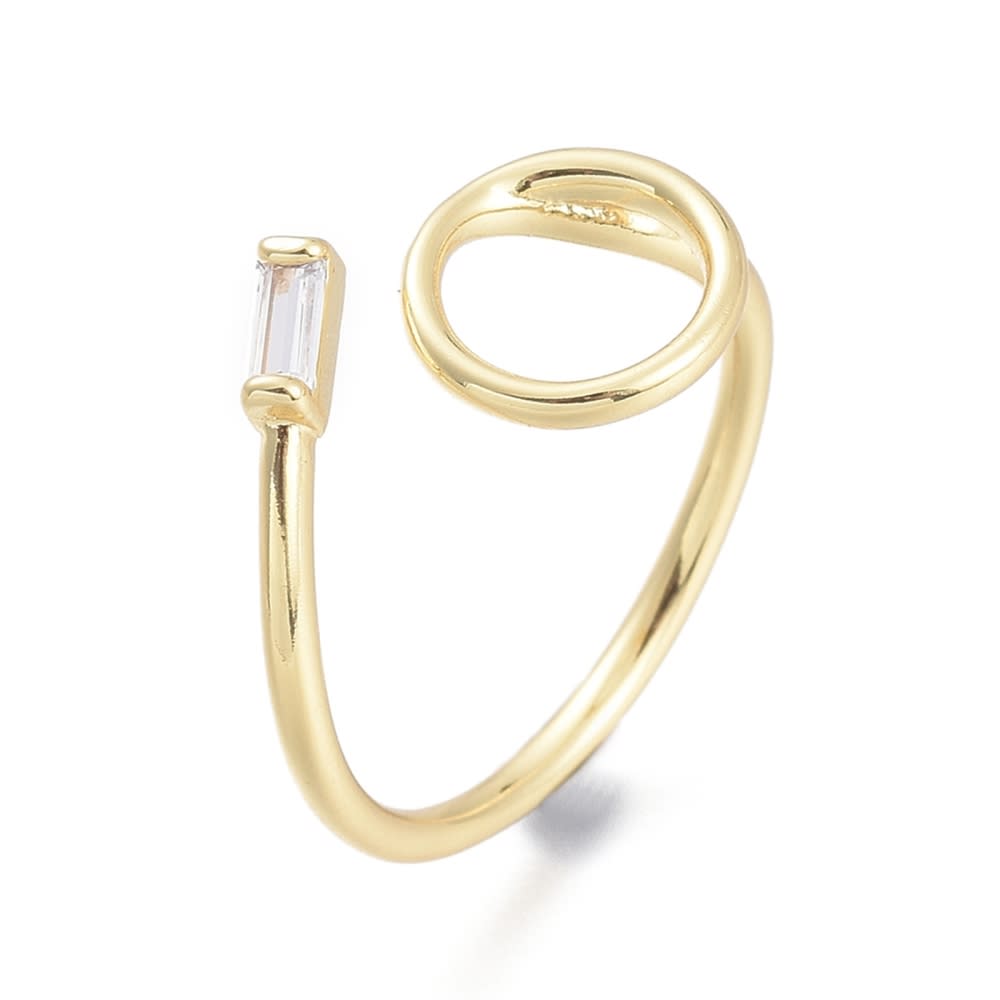 Anillo ajustable círculo minimalista zircón baño de oro / unidad1