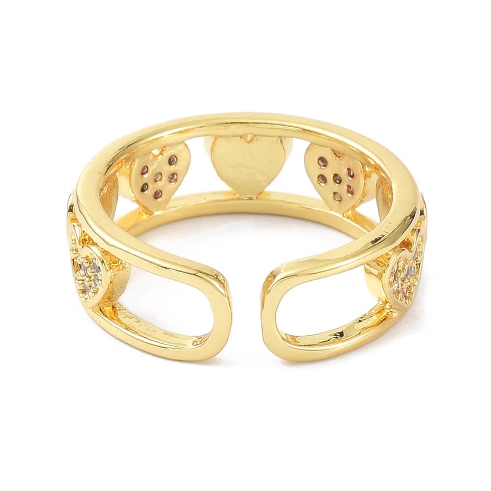 Anillo ajustable corazón nácar baño de oro / unidad6