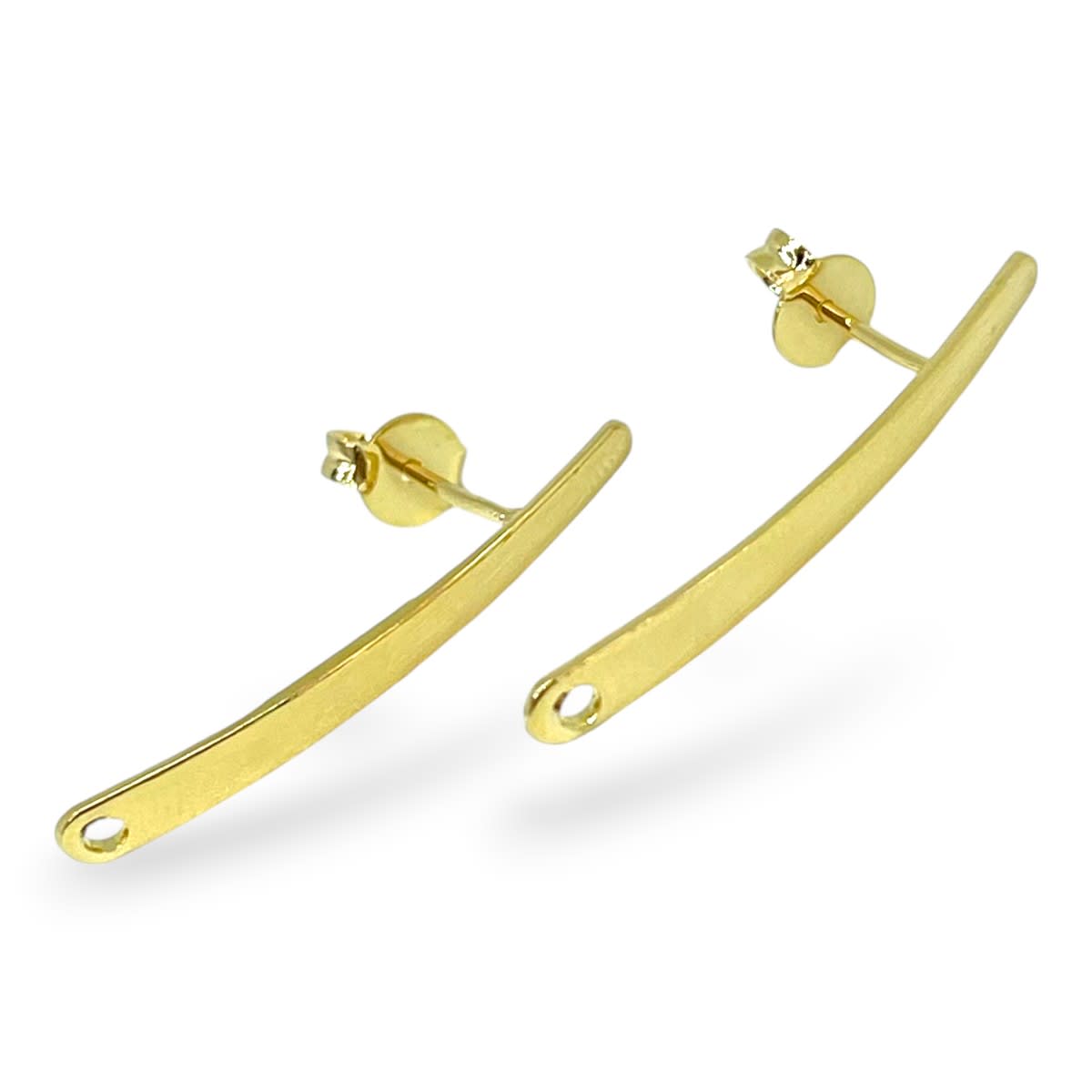 Base de aros topito alargada 29x4 mm baño de oro / par1