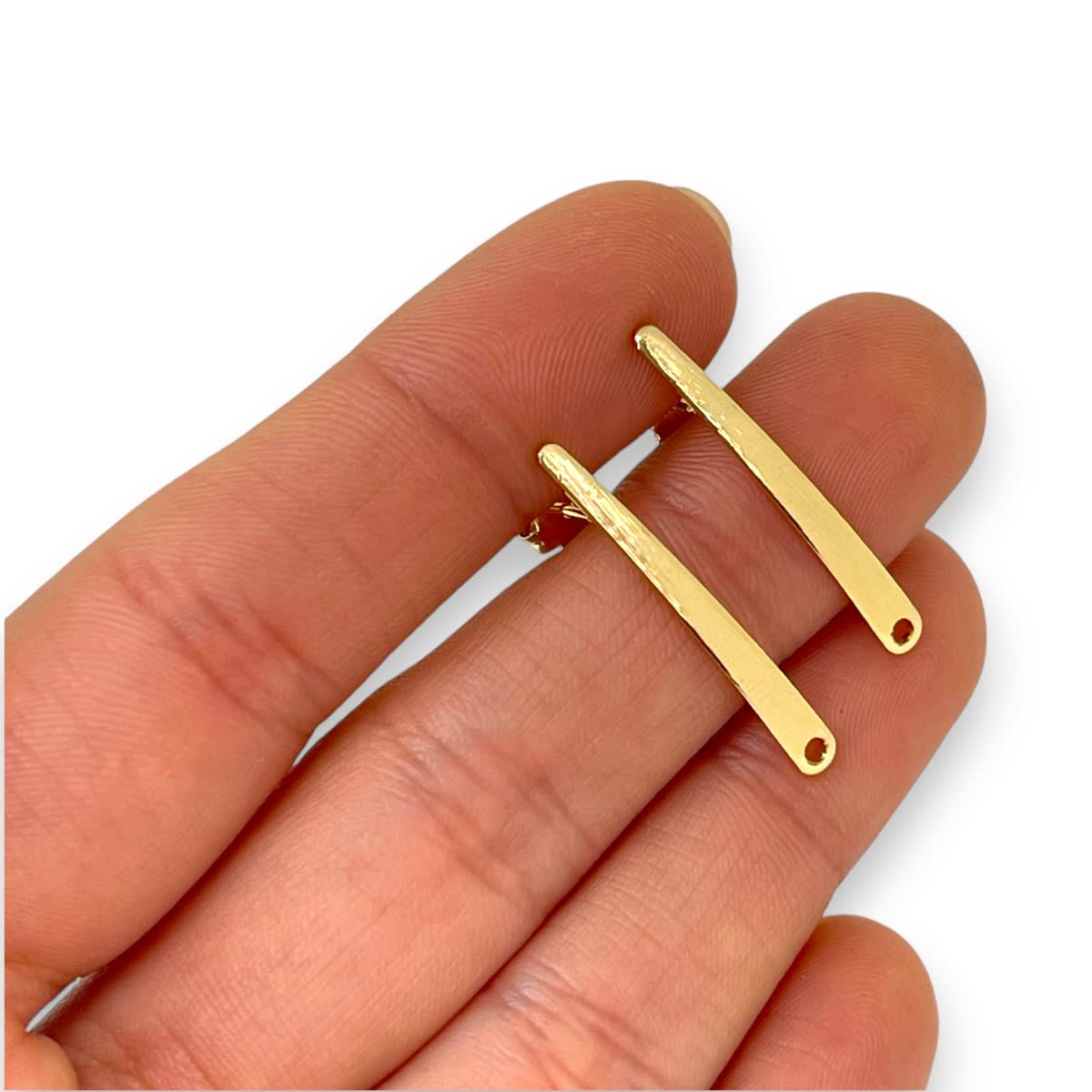 Base de aros topito alargada 29x4 mm baño de oro / par2