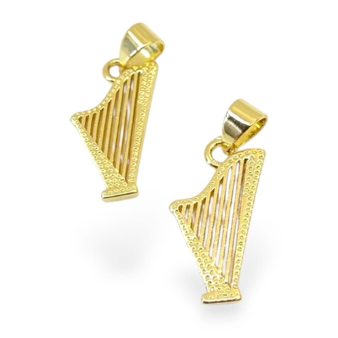 Dije colgante arpa venezuela 18x9 mm baño de oro / unidad2