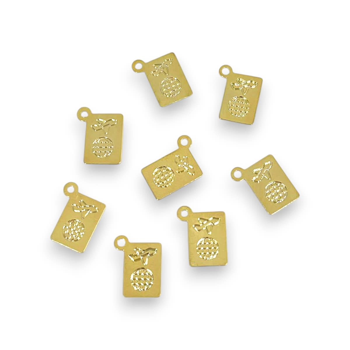 Mini dije pasaporte viaje avion mundo 9 mm gold-filled / unidad1