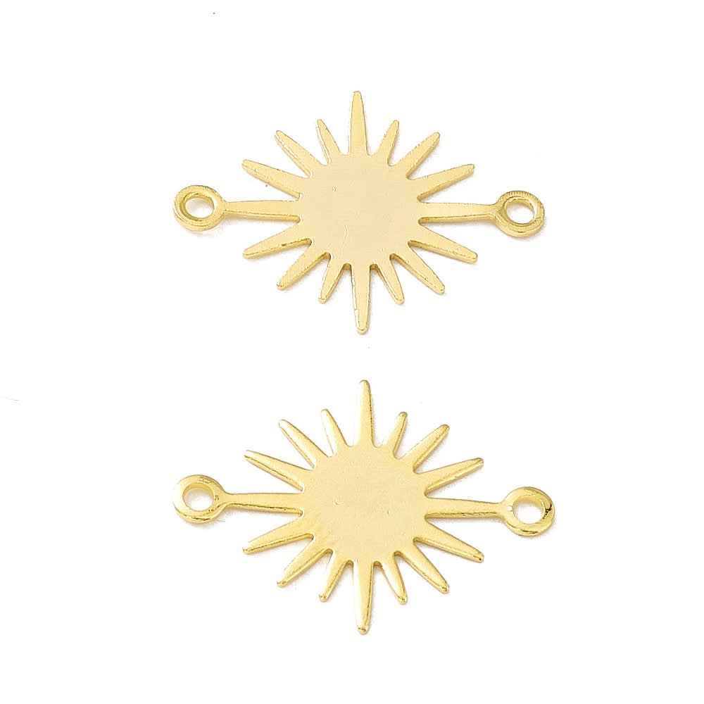 Dije conector sol sun 17.5 mm baño oro / unidad1